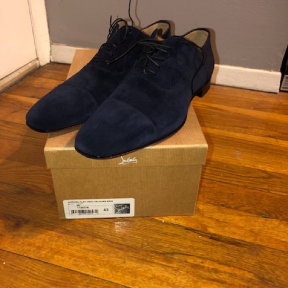 Navy blue suede Louboutin Dress Shoes